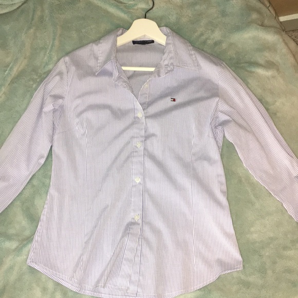 Blue and white stripped Tommy Hilfiger Button up - Picture 2 of 4